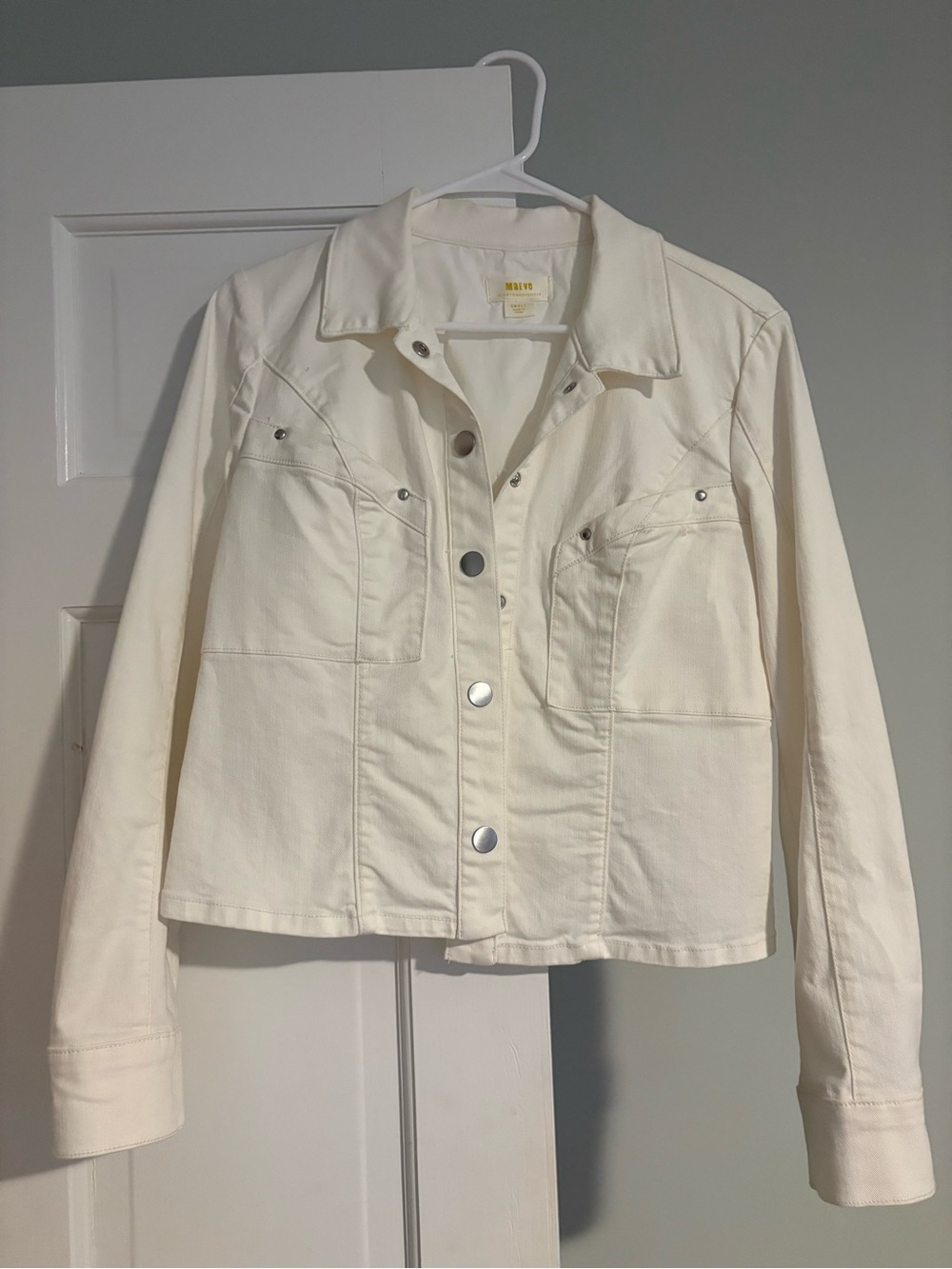 Women’s Maeve (Anthropologie) White Jean Jacket with Snap Buttons